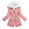 thumbnail image 4 of felwors Women's Winter Mid Length Thick Warm Lamb Wool Lined Jacket Coat Pink, XL, 4 of 4