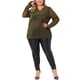 thumbnail image 2 of Blusa de mujer de tallas grandes Agnes Orinda con brillo de strass, manga larga transparente, escote en V, 4X dorada, 2 of 6