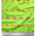 thumbnail image 1 of Soimoi Tissu en Poly Georgette Vert Triangle, Imprimé Fruits Pin & Melon D\'eau au Mètre 42 Pouces de Large, 1 of 1