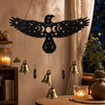 thumbnail image 4 of ZENGSS Raven Witch Bells Wall Hanging Witchy Moon Phase Decor Celestial Gothic Pagan Christmas Halloween Yule Savannah Winter Solstice Spiritual Protection Decor for Home Altar House Warming Gift-B, 4 of 7