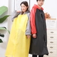 thumbnail image 3 of Opolski Raincoat Splicing Pattern Long Cap Rope Design Fashion Hooded Adult Raincoat for Unisex,Black, 3 of 8