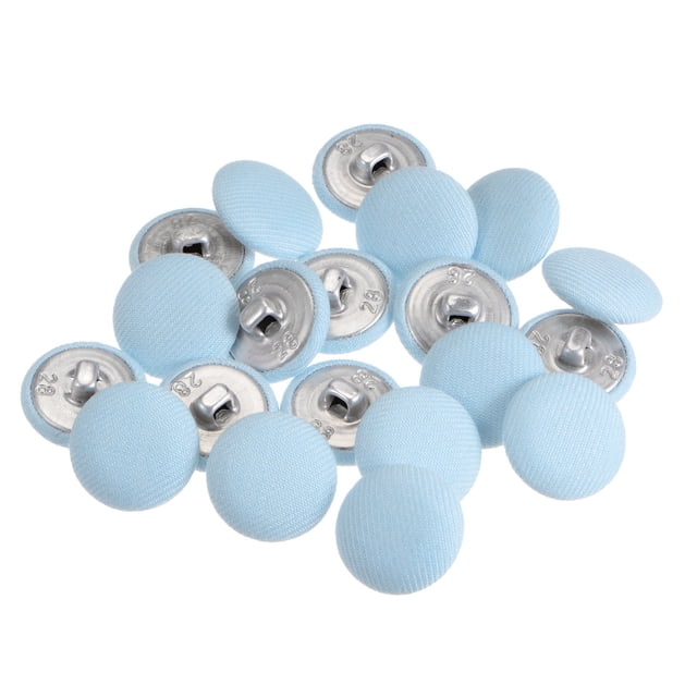 Unique Bargains 10pcs 28L Fabric Cloth Covered Button 18mm Round Metal Shank Sewing Buttons for Suits Dress Blouses, Blue