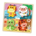 thumbnail image 3 of Rompecabezas de animales de madera, actividades de aprendizaje con 4 animales, tablero de rompecabezas, juguete artesanal de madera, reconocimiento de Oveja Salvador Rompecabezas, 3 of 10
