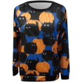 thumbnail image 3 of Chandail en Molleton Citrouille Chat pour Femmes Halloween Col Rond Pull Manches Longues Hauts Décontractés Amples, 3 of 5