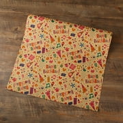Birthday Wrapping Paper for Kids Girls Women Boys Men, 10 Sheets Kraft Brown Recycled Gift Wrapping Paper 4 Styles "Happy Birthday" Balloons Rainbow Stars Precut 20" X 28" Folded