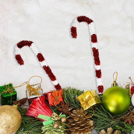Christmas Candy Cane Tinsel, 2PCS Collapsible Red &amp; White Tinsel Candy