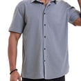 thumbnail image 5 of BLCHUNen Button Down Shirts for Men Short Sleeve Turn Down Summer Casual Tops Beach Vacation Plain Tee Shirts, 5 of 8