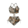thumbnail image 4 of Xoenoiee Hunting Camo Print Women's 2 Piece Bikini Set V Neck Bathing Suits for Women Adjustable Spaghetti Straps High Cut Swimsuit 2026, 3XL, 4 of 7