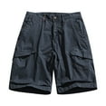 thumbnail image 1 of Aayomet Men Shorts Normal Waist Loose Multi Pocket Versatile Twill Cargo Shorts (Navy, 30), 1 of 3