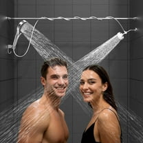 SUMMIT - Dual Shower Head with Handheld for Couples: High Pressure Double Shower Heads for Two People - Adjustable Two Showerhead System with 3 Flow Settings Fits 2 Person Bathroom (Chrome)