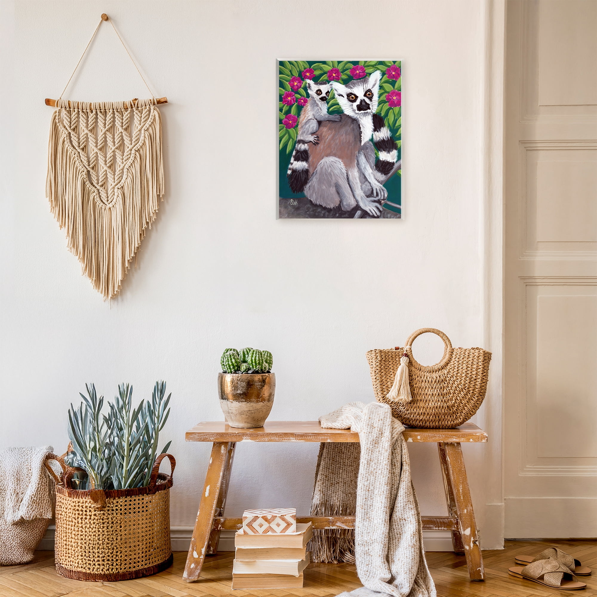 Stupell Industries Ring Tailed Lemur Mama & Baby Wall Plaque Art, design by Sarah Waldron Kimball