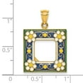 thumbnail image 3 of FB Jewels 14K Yellow Gold Navy Pi Carature Frame with White Flowers Pendant, 3 of 4
