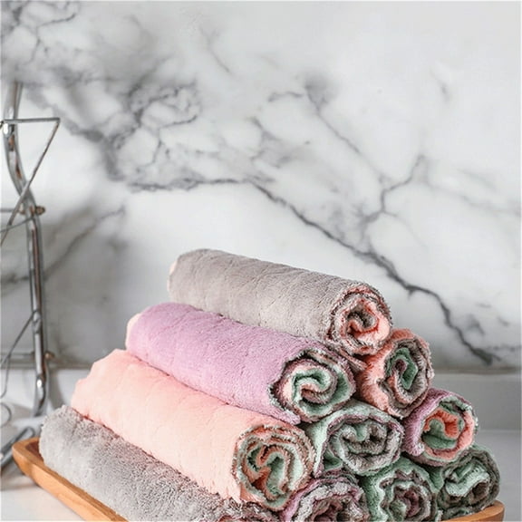 ReTeiv 10PCS Absorbent Clean Cloth Wiping Rag Dish Towel Home Kitchen Sink Wipe Corals 9.9in*9.9in