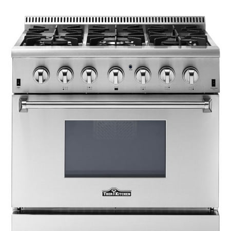 Thor Kitchen 36  Professional Free Standing Dual Fuel Range with 6 Burner  Stainless Steel