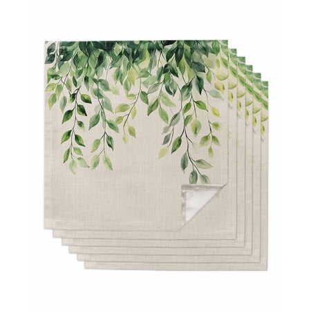 nqOlkjepod Eucalyptus Leaves Cloth Napkins Set of 6 Reusable Dinner Napkins Vintage Spring Leaves Aesthetic Cocktail Napkin Washable Table Napkins for Wedding/Holiday Party/Baby Shower 20 x20