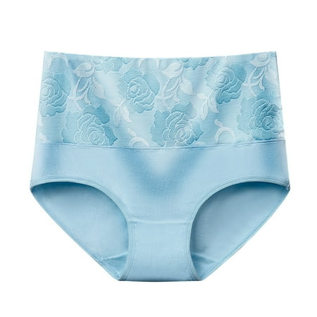 Fadeal Womens Underwear High Waist Leak Proof Panties Leak Proof Underwear for Women Briefs Plus Size High Waisted Underwear Blue L