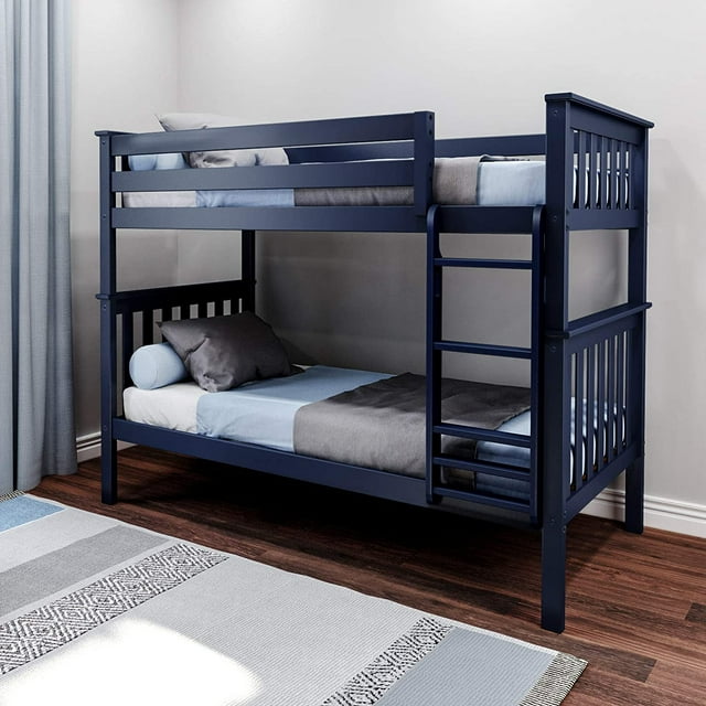 BEDSMART Solid Wood Twin Over Twin Bunk Bed | Blue