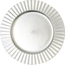 Simply Elegant Fluted Edge Plastic Charger Plate | Service Plate for Parties, Dinner, Weddings, Quinceaneras and Events | 13 inch Diameter | Silver - Foil Finish | Set of 12