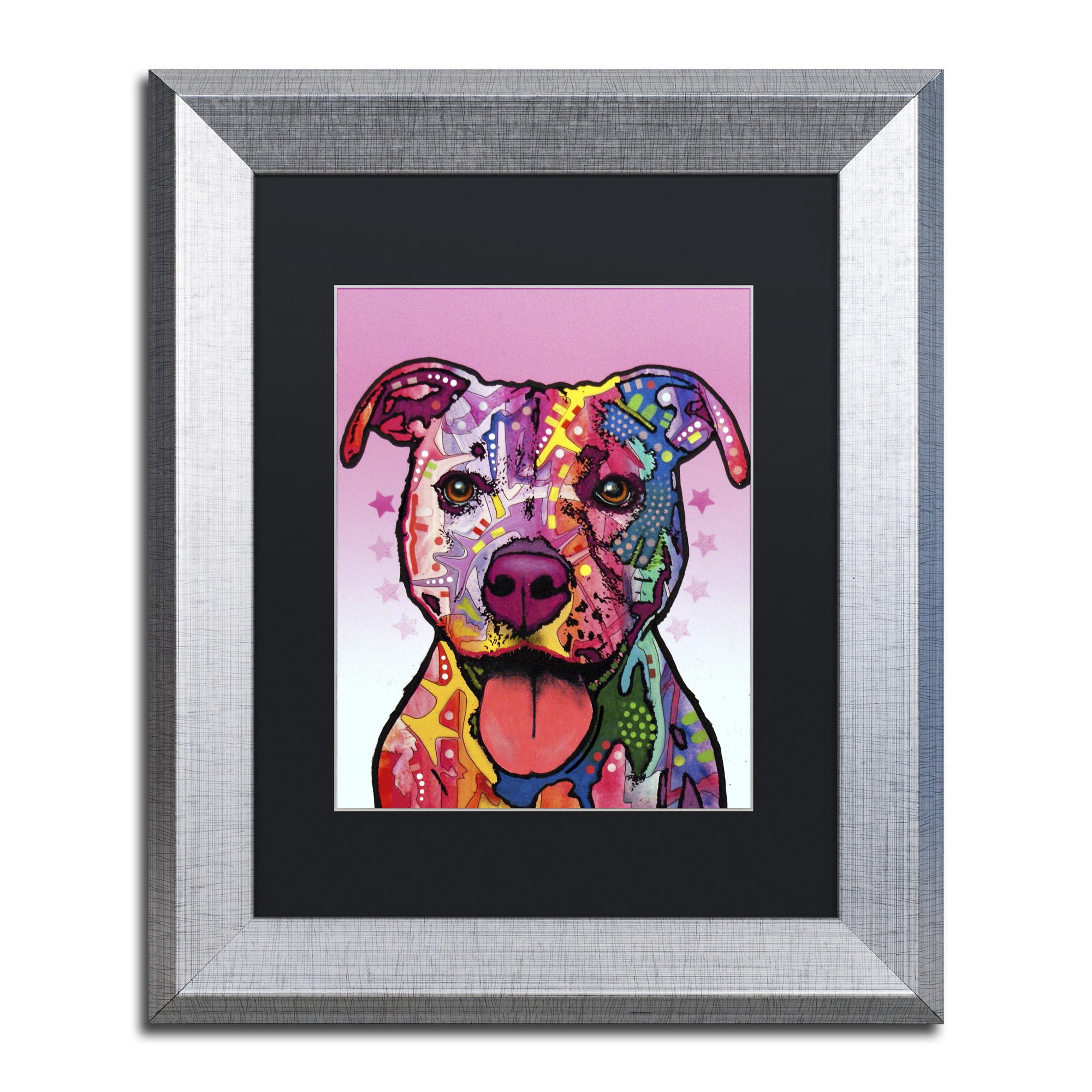 Trademark Fine Art "Cherish The Pitbull" Canvas Art by Dean Russo, Black Matte, Silver Frame