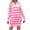 Pink, variant on HAiming Women's Striped Sweater Dress Casual Loose Long Sleeve Trendy Zipper V Neck Knitted Pullover Mini Dresses
