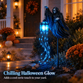 thumbnail image 4 of Diceymbol 2D Halloween Blue LED Glowing Ghost Light Strip with Skull Lantern, 9.84 in Spooky Courtyard Garden Porch Outdoor Decorations, 4 of 10