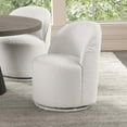 thumbnail image 2 of Furniture of America Jaine Modern Boucle Chenille Curved Back Swivel Dining Side Chair, White, 2 of 5