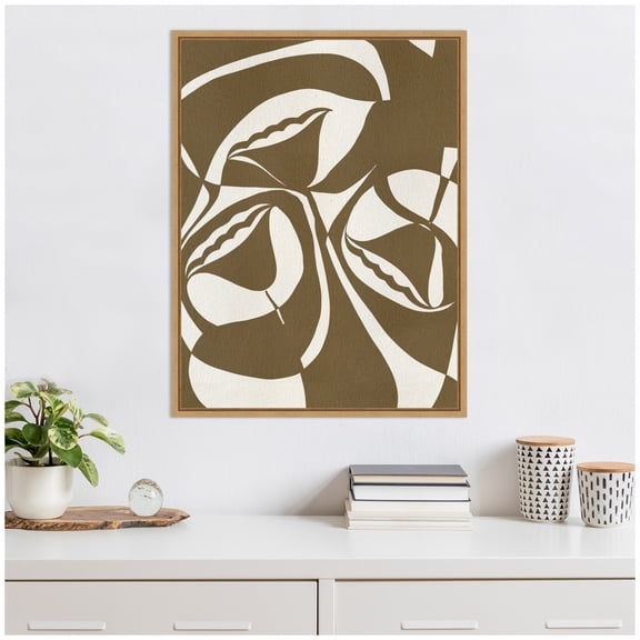 Kate and Laurel Boundby Beauty 6 Framed Canvas Wall Art by Shatha Al Dafai 23 x 30 Sylvie Natural, Modern, Abstract Art for Wall Decor, Living Room, Bedroom