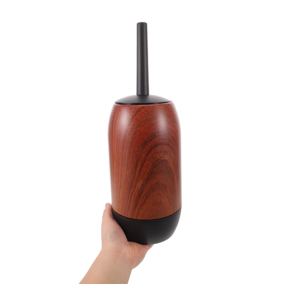 DEEPCRAFF Heavy Duty Toilet Brush with Covered Holder for Effective Under Rim Cleaning, Brown Wood Grain Design