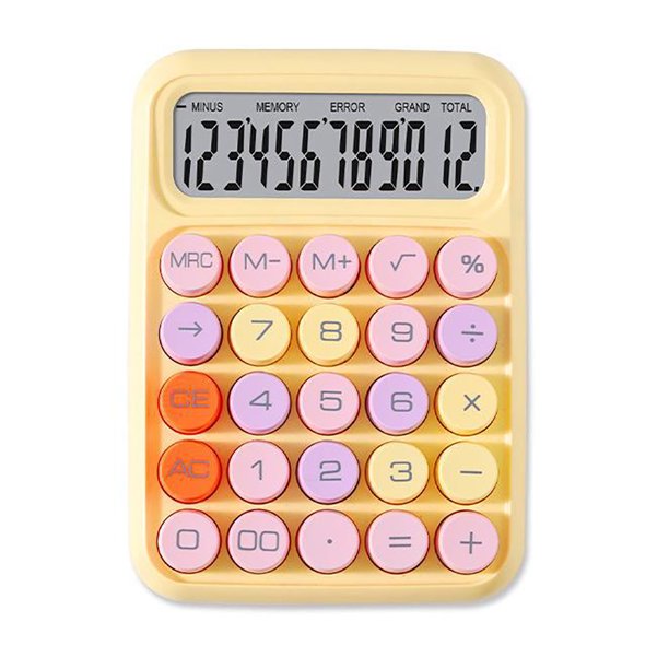Calculadora silenciosa con teclas mecánicas a color, dispositivo electrónico a batería para oficina y universidad.