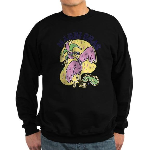 CafePress - Mardi Gras Flamingo Sweatshirt - Classic Crew Neck Sweatshirt