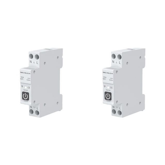 2X Disyuntor Inteligente Tuya WIFI 1P+N 1A-63A Riel DIN Ajustable con Medición Funciona con Smart Life Home