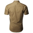 thumbnail image 3 of H2H Mens Casual Slim Fit Short Sleeve Shirts LIGHTBROWN US M/ASIA L (KMTSTS0132), 3 of 6