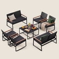 thumbnail image 5 of 4-Piece All-Weather steel Patio Conversation Set - Thick Cushioned Outdoor Sofa with Tempered Glass Coffee Table, Waterproof Backyard/Porch/Balcony/Poolside Furniture Dark Grey, 5 of 10