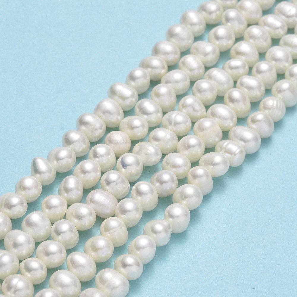 3strands Cultured Freshwater Pearl Beads Strands Potato Beige 4.5~5.2x6~6.5x5~5.5mm Hole: 0.7mm about 68~70pcs/strand 13.70~13.78 inch(34.8~35cm)