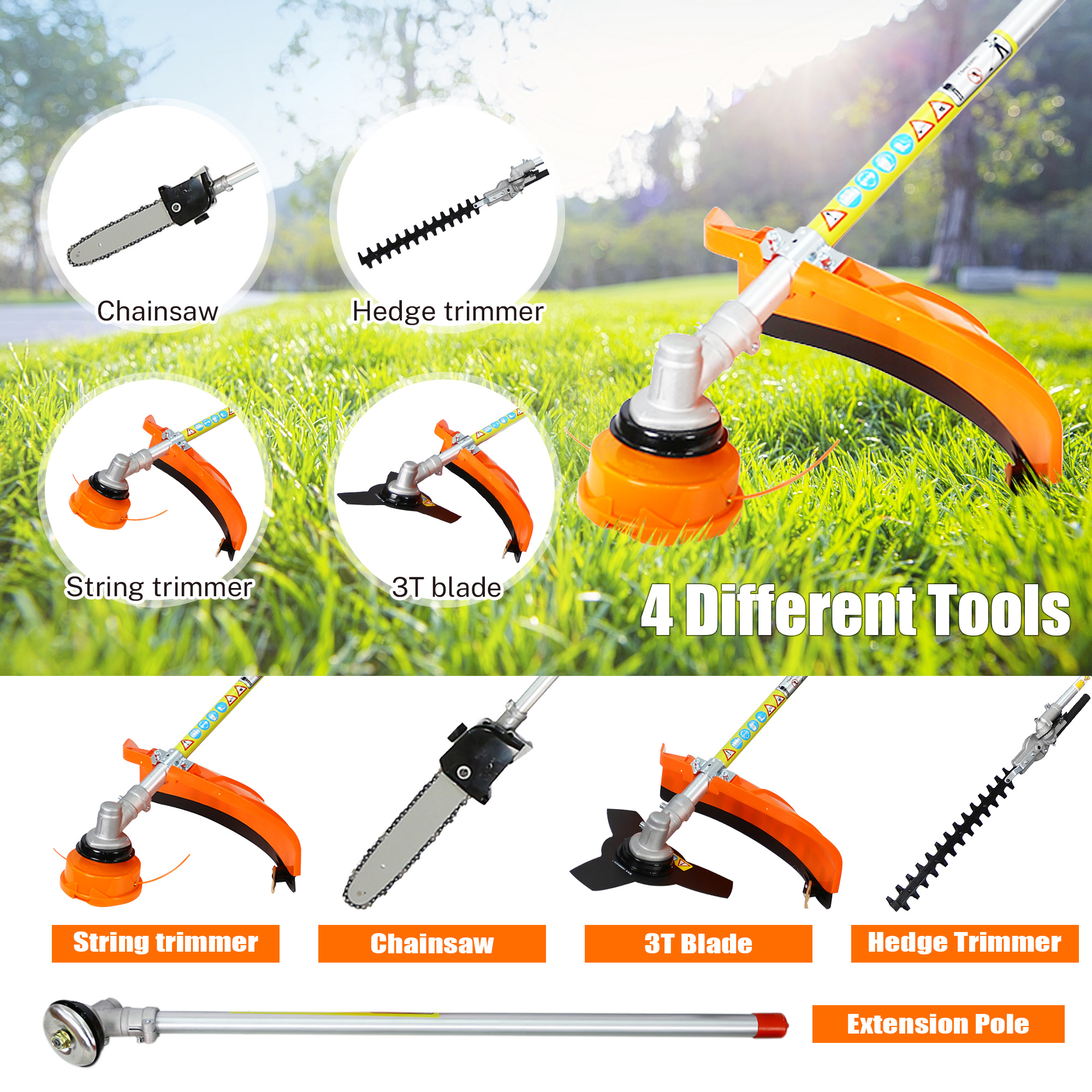 Loveatga 52cc 4-in-1 Gas String Trimmer & Weed Eater 10" Cutter + Hedge Trimmer & Grass Shear Attachments 2-Stroke