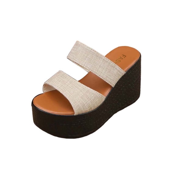 DeHolifer Womens Sandals Plus Size Wedge Comfortable Open Toe Slip On Flat Slides Casual Summer Sandals