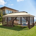 thumbnail image 7 of HOTEEL Pop Up Gazebo Patio Outdoor Canopy Tent with Netting, Vented Top, Adjustable Height and 240 sq ft of Shade for Garden, Party, Backyard, Brown, 7 of 7