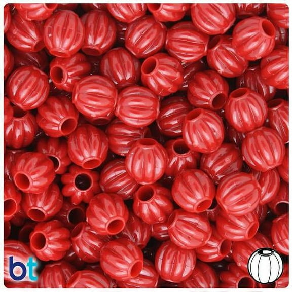 BeadTin Red Opaque 10mm Melon Pony Beads (300pcs)