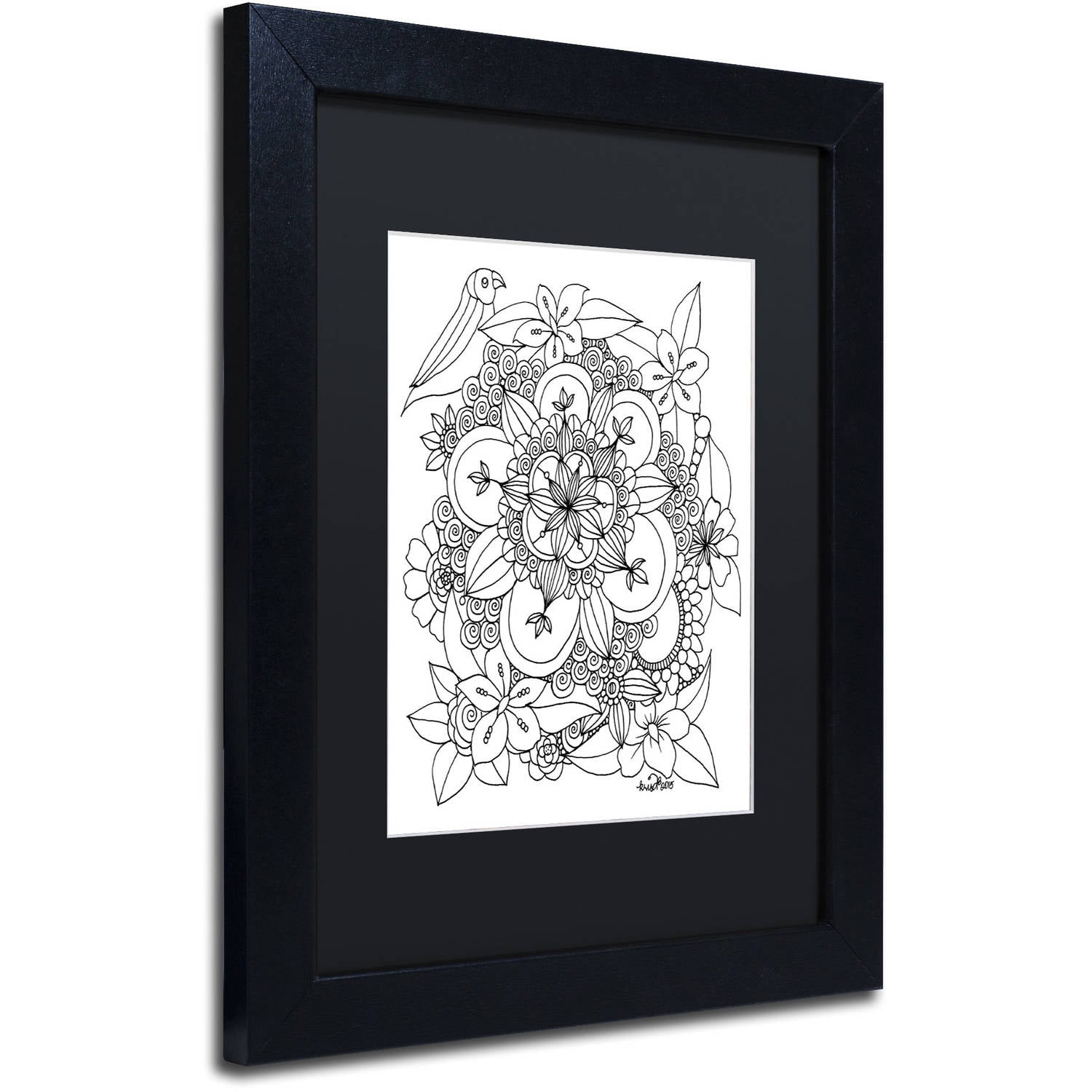 Trademark Fine Art "Fairies and Woodland Creatures 7" Canvas Art by KCDoodleArt Black Matte, Black Frame