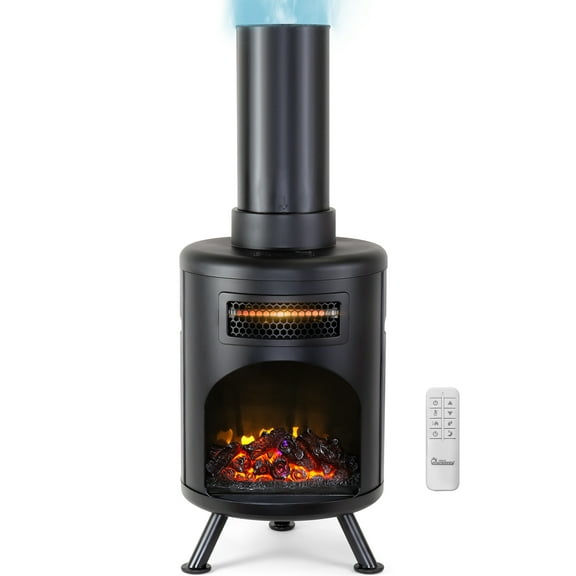 DR. INFRARED HEATER DR-991 Portable Electric Fireplace Space Heater w/ Humidifier & Remote, Infrared Heat, 3D Flame Effect, Timer, Quiet, 1500W, ETL Listed, Freestanding, LED Display