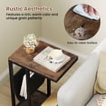 thumbnail image 6 of Costway 1 PCS C-shaped Side Table 2-tier Sofa Couch Table with Canvas Storage Pouch Brown, 6 of 11