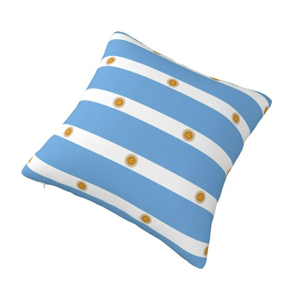 Flag Of Argentina Printed Decorative Square Throw Pillow Cover 16"x16"