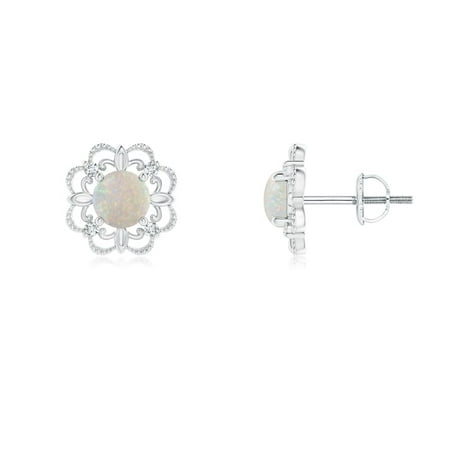 Angara Holiday Vintage Style Opal And Diamond Fleur De Lis Angara Holiday Vintage Style Opal And Diamond Fleur De Lis Earrings In 14k White Gold 4mm Se1351opd Wg Aa 4