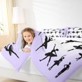 thumbnail image 4 of jejeloiu Ballet Girls Bedding Comforter Set,Ballerina Silhouette Twin Comforter Sets,Purple White Black Bedding Set For Girls,Lightweight Room Decor,2pcs, 4 of 8