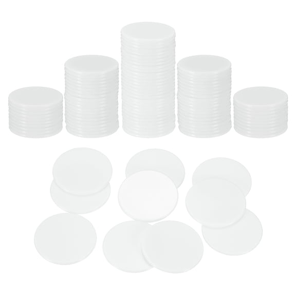 Uxcell 120 Pack 1.2 Inch Poker Chips, Plastic Bingo Chips Learning Counters Counting Counters Disks Markers Opaque Game Tokens for Game Play Math Counting, White, Flat