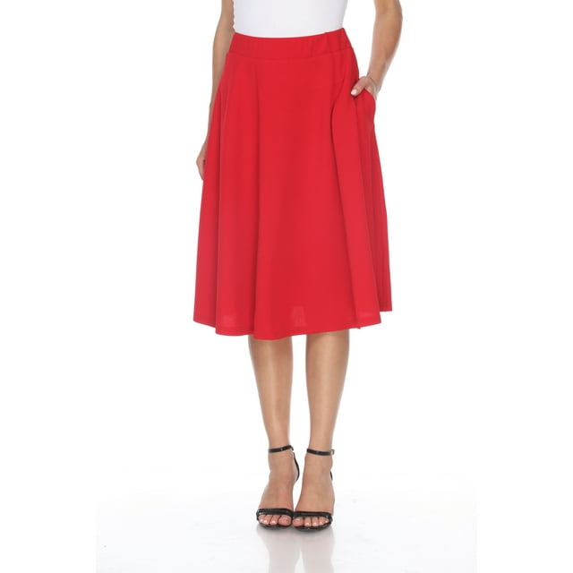 White Mark Women's Mid Length Fit and Flare Skirt