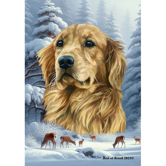 Golden Retriever - Best of Breed  Winter Wonderland Garden Flag