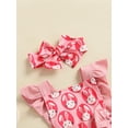 thumbnail image 6 of Kiapeise Newborn Girl Romper Fly Sleeve Cartoon Rabbit Printed Ruffles Playsuit + Headband Set, 6 of 8