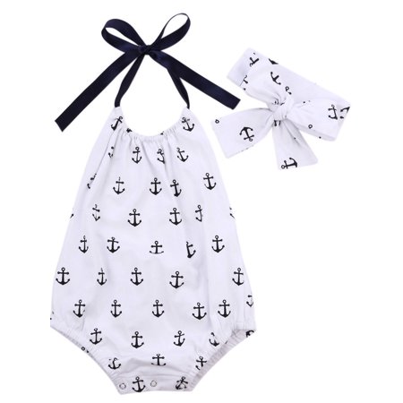 Bilo store Infant Baby Girl Anchor Top with Polka Dots Bloomers Sunsuit Clothing Set (2 pcs, 12-18 Months)