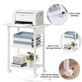 thumbnail image 4 of Leyaoyao 3-Tier Printer Stand with Charging Station, Computer Tower Stand, Metal Rolling Cart on Wheels for Case Printer, White, 4 of 7